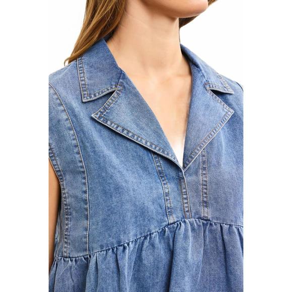 NEW MUSTARD SEED down for denim peplum top in blue - Picture 5 of 5